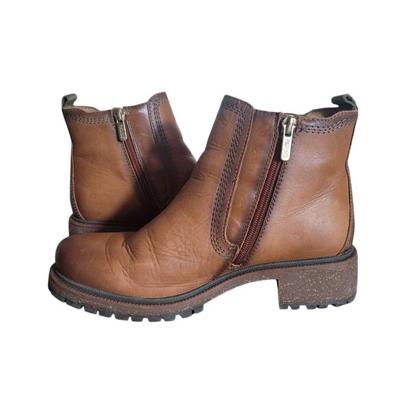 Pikolinos Aspe Brandy Leather Ankle Boots Size 37, US 6.5-7 Cognac Brown Chunky - Picture 3 of 8